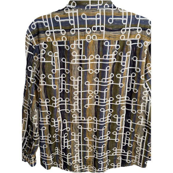 Jhane Barnes Mens XL Multicolor Long Sleeve Button Up Shirt Woven Abstract - Picture 8 of 10